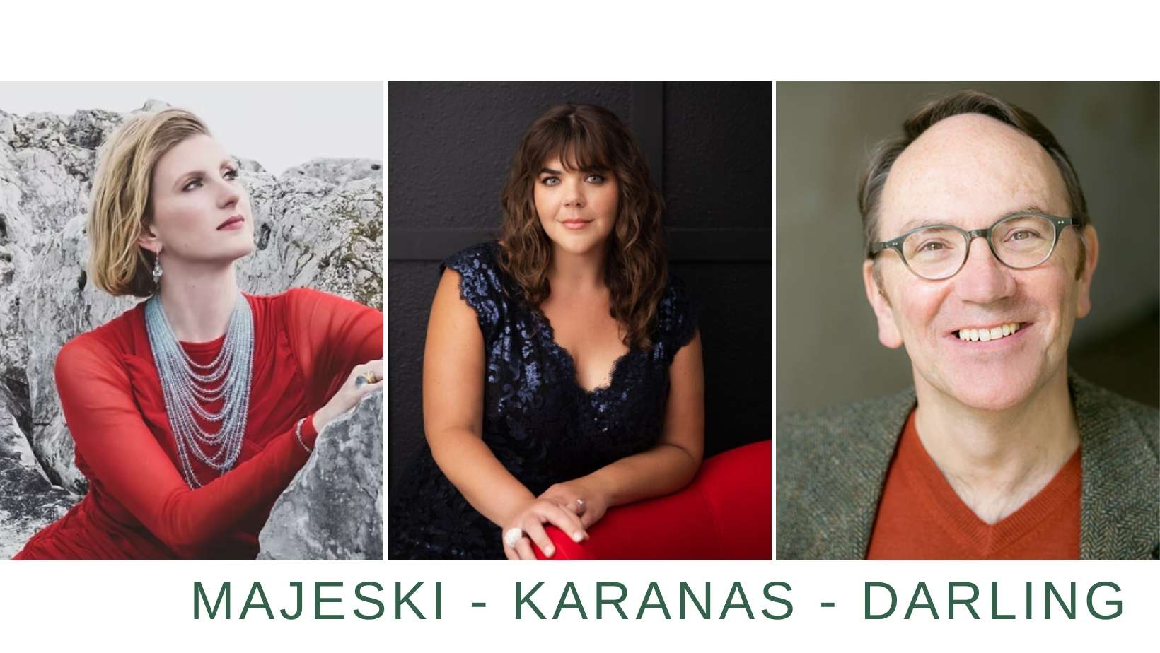 Music stage for a free performance. All three artists bring a wealth of experience, artistry, and mutual understanding to their performance. A pre-concert talk with the performers begins at 7:00 p.m. This appearance reflects deep artistic connections. As departing Artistic & Executive Director Sam Handley notes, “Majeski and Karanas memorably co-starred in The Passenger at Lyric Opera of Chicago, and all three artists share deep professional ties with one another and with me.” Their long-standing professional relationships and shared musical history ensure a performance marked by nuance, expressive power, and the unmistakable energy of colleagues and friends making music together.